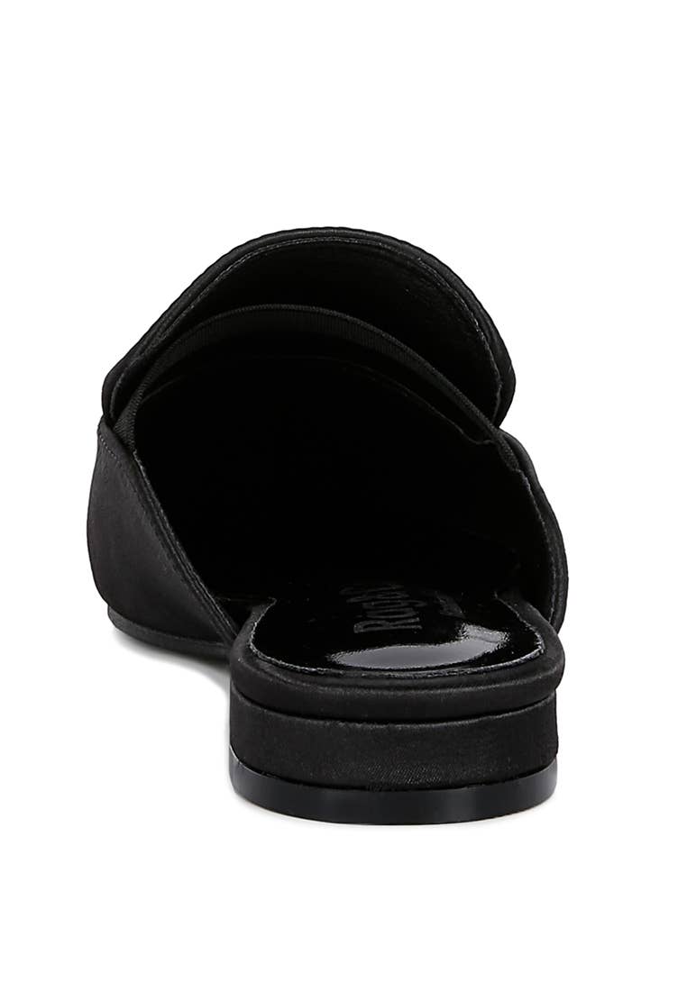 PERRINE Diamante Jewel Satin Mules in Black
