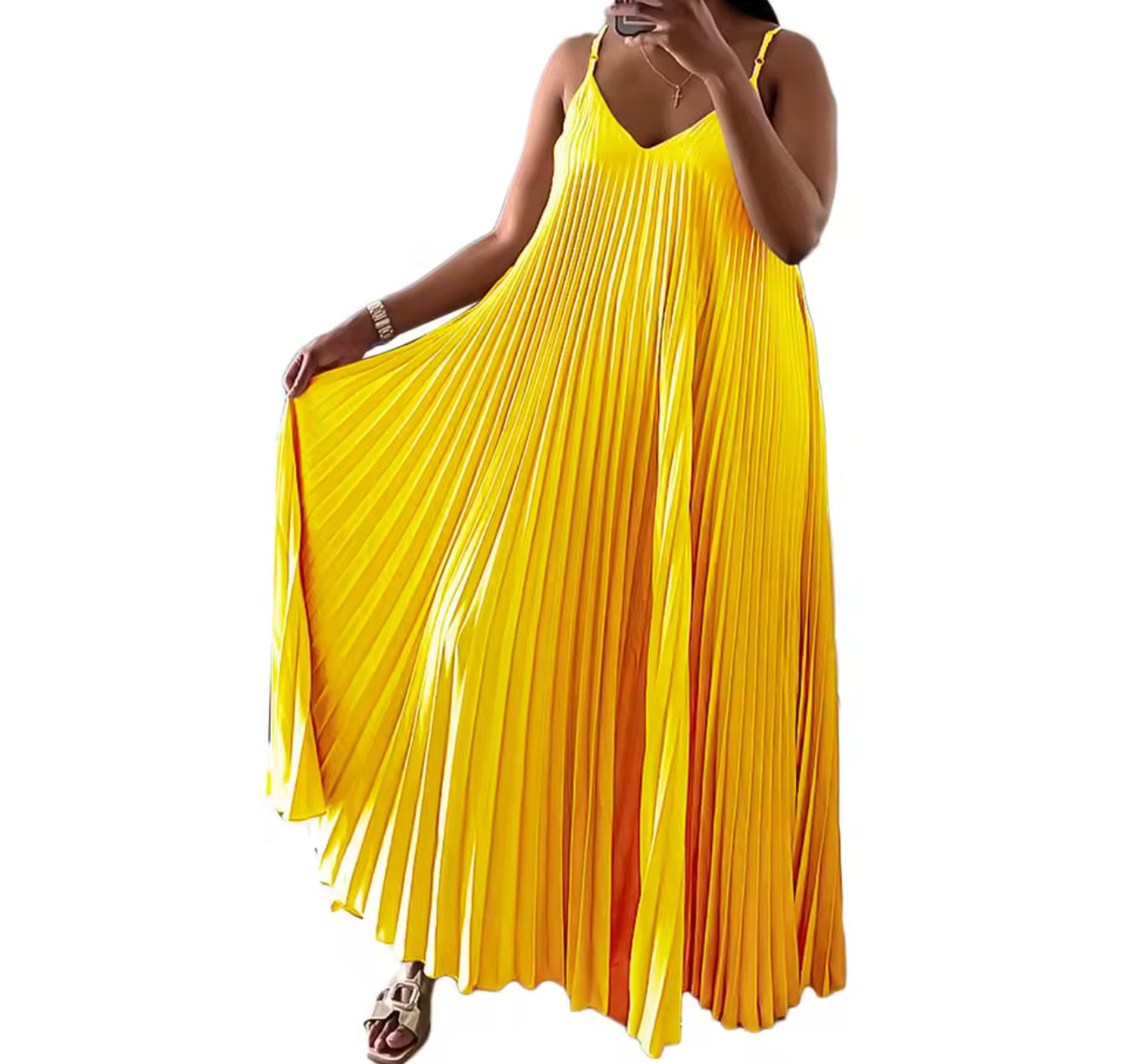 Satin Pleated Dress