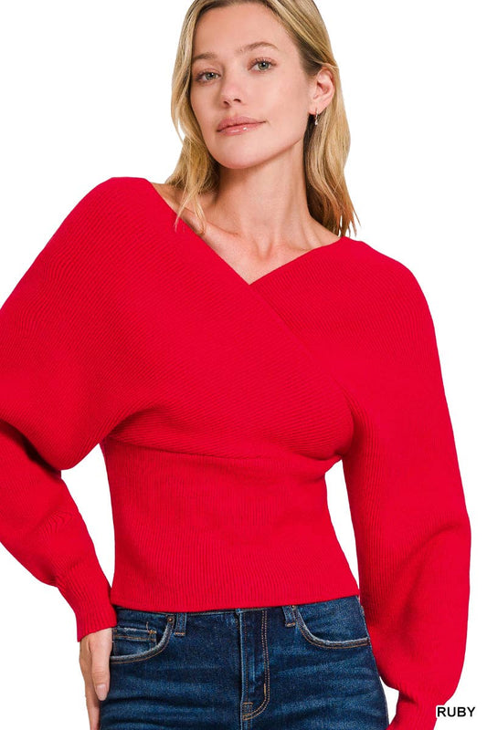 Cross Wrap Pullover Sweater