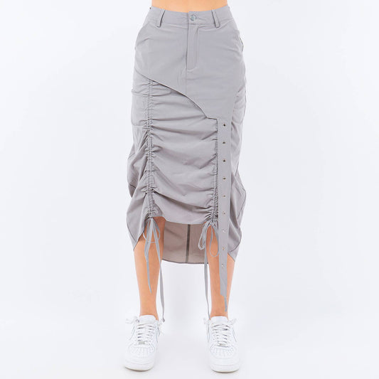 SIDE SHIRRING RUCHED NYLON SKIRTS