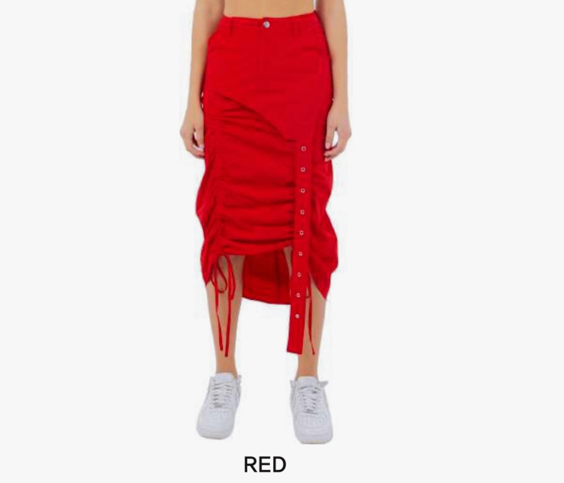 SIDE SHIRRING RUCHED NYLON SKIRTS
