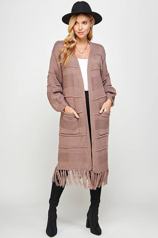 Outdoor Chunky Knit Long Line Cardigan