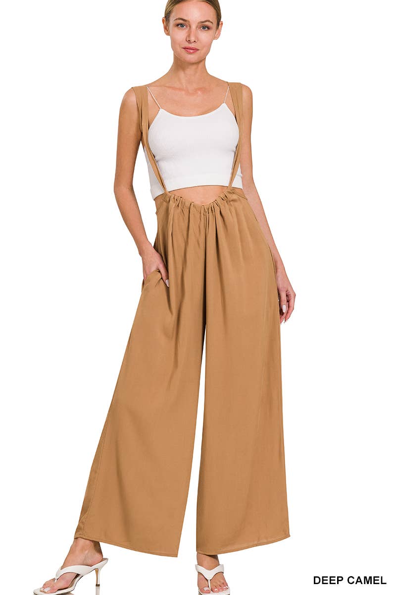 Autumn Tie Back Suspender Jumpsuit With Pockets