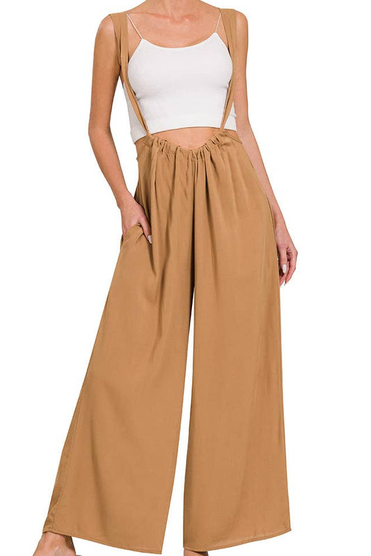 Autumn Tie Back Suspender Jumpsuit With Pockets