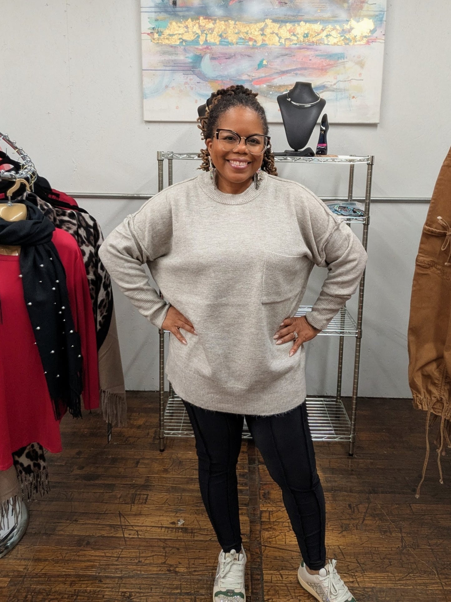 Melange big pocket Sweater