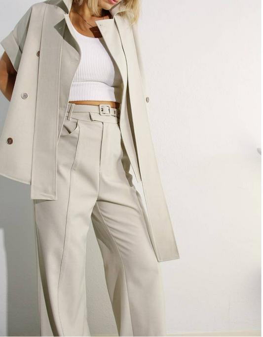 Flared Belted Trousers
