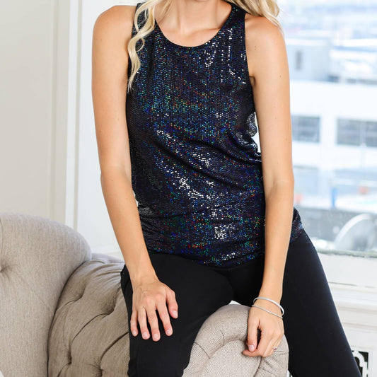 SEQUIN SIDE RUCHED TANK