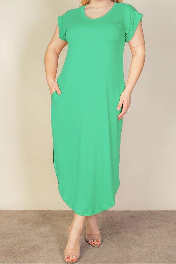 Curvy Hidden Pocket Batwing Sleeve Dress