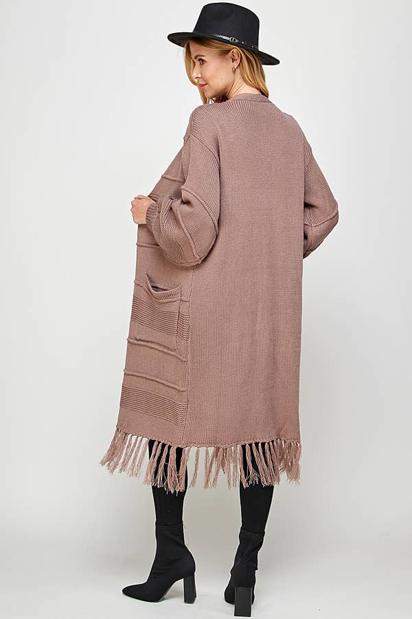 Outdoor Chunky Knit Long Line Cardigan