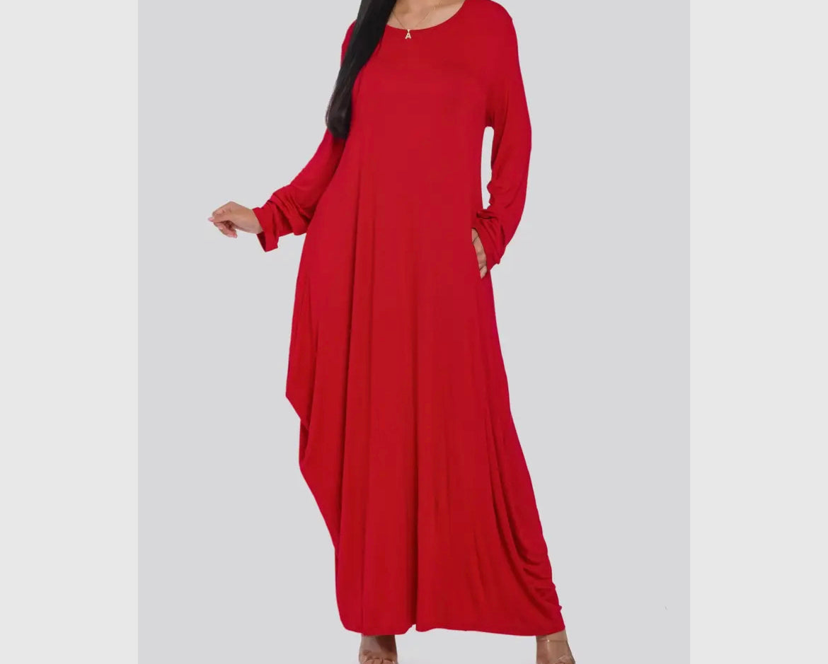 Long Sleeve Maxi Dress w/Pockets