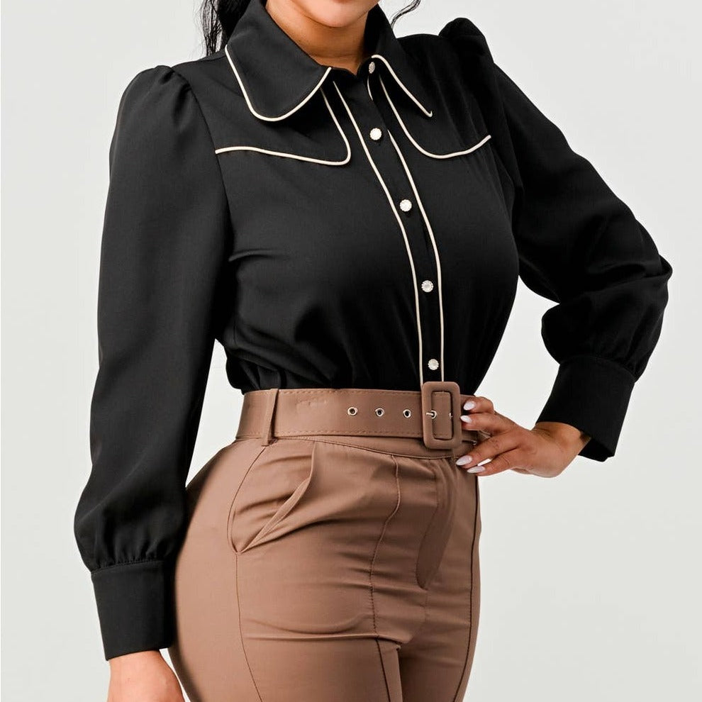 LONG SLEEVE CONTRAST DETAIL TOP