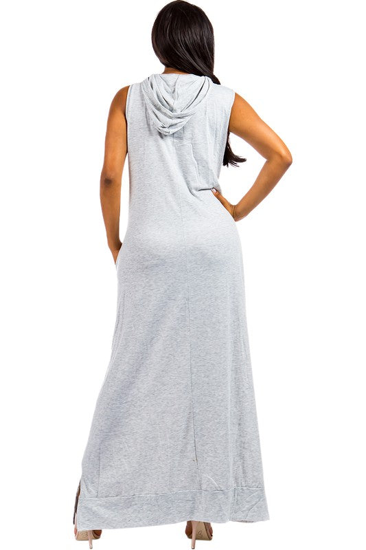 Sleeveless Hooded  Maxi Dress