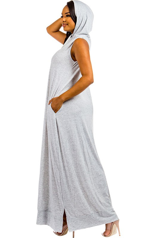 Sleeveless Hooded  Maxi Dress