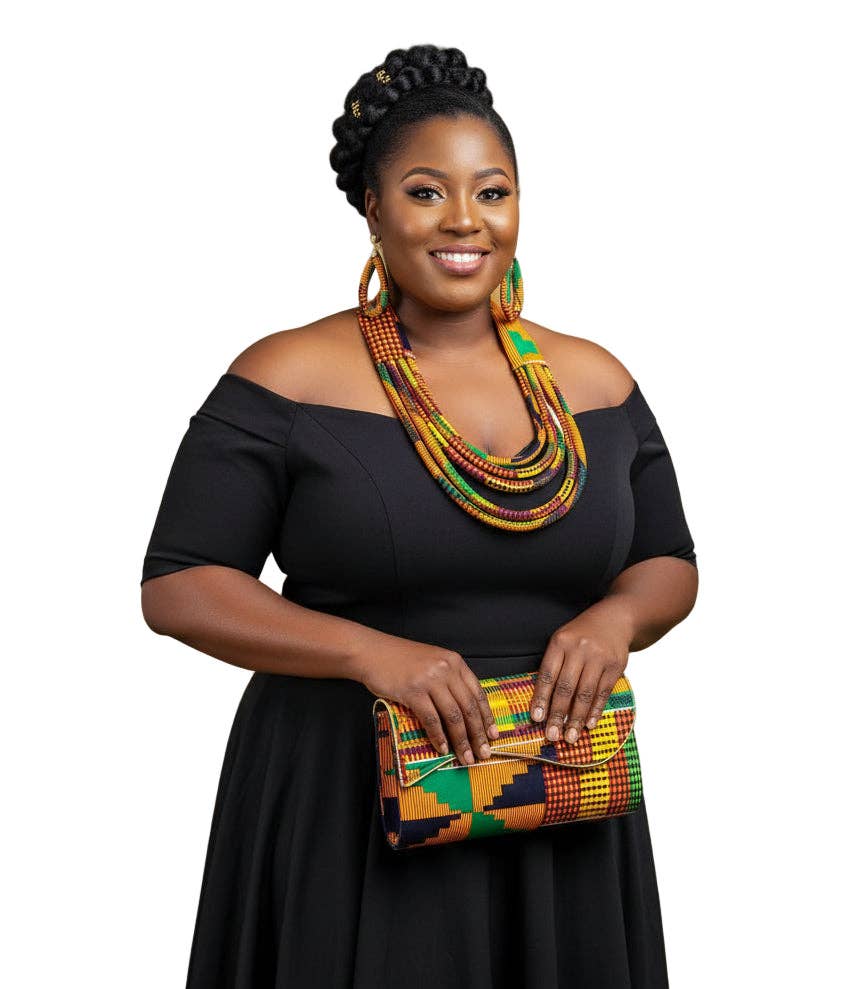 Ankara Kente Clutch Bag & Rope  Necklace Set