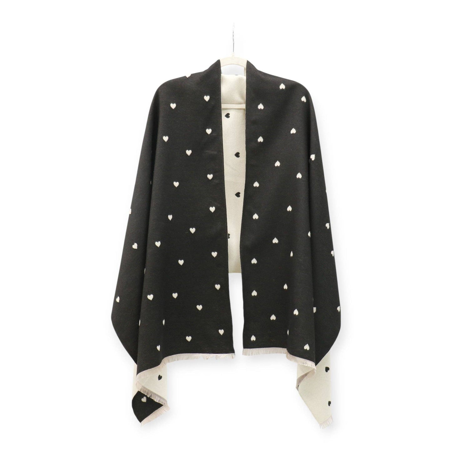 Cashmere Feel Winter Reversible Mini Heart Patten Scarf