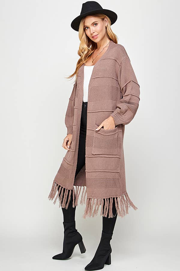 Outdoor Chunky Knit Long Line Cardigan