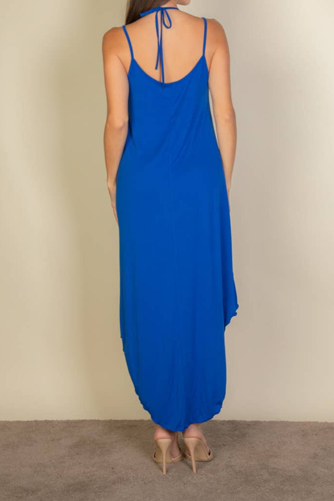 Solid Blue Cami Double Strap Dress