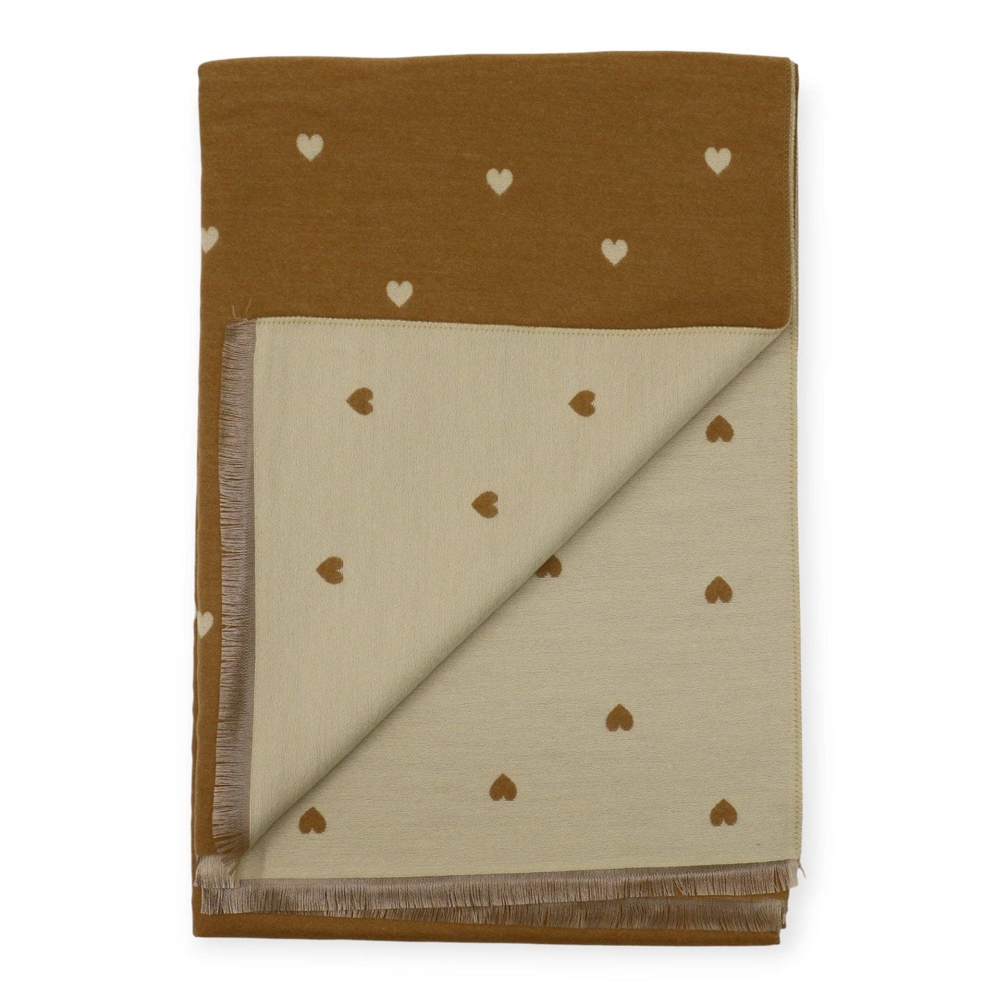 Cashmere Feel Winter Reversible Mini Heart Patten Scarf