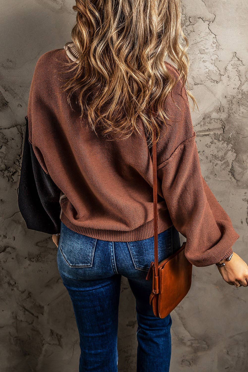 Colorblock Sweater with Statement Bishop Sleeves