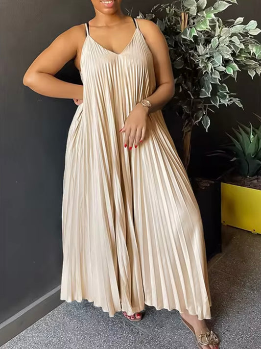 Satin Pleated Dress