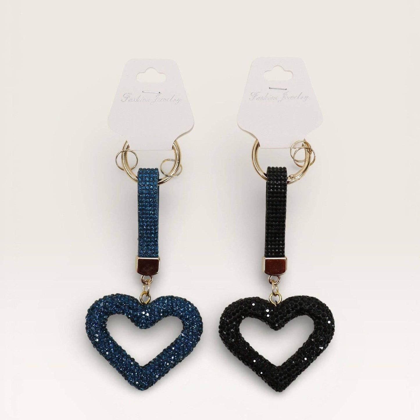 Double Sided Rhinestone Heart Keychain
