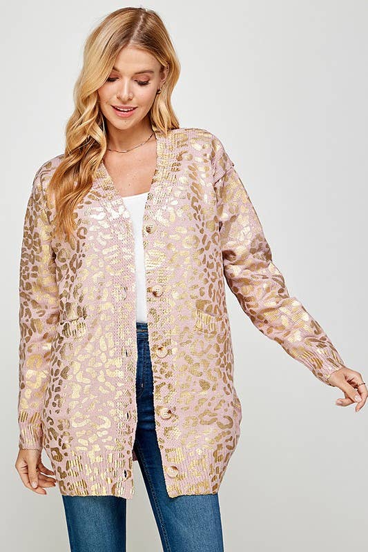 Golden Foil Animal Print Cardigan