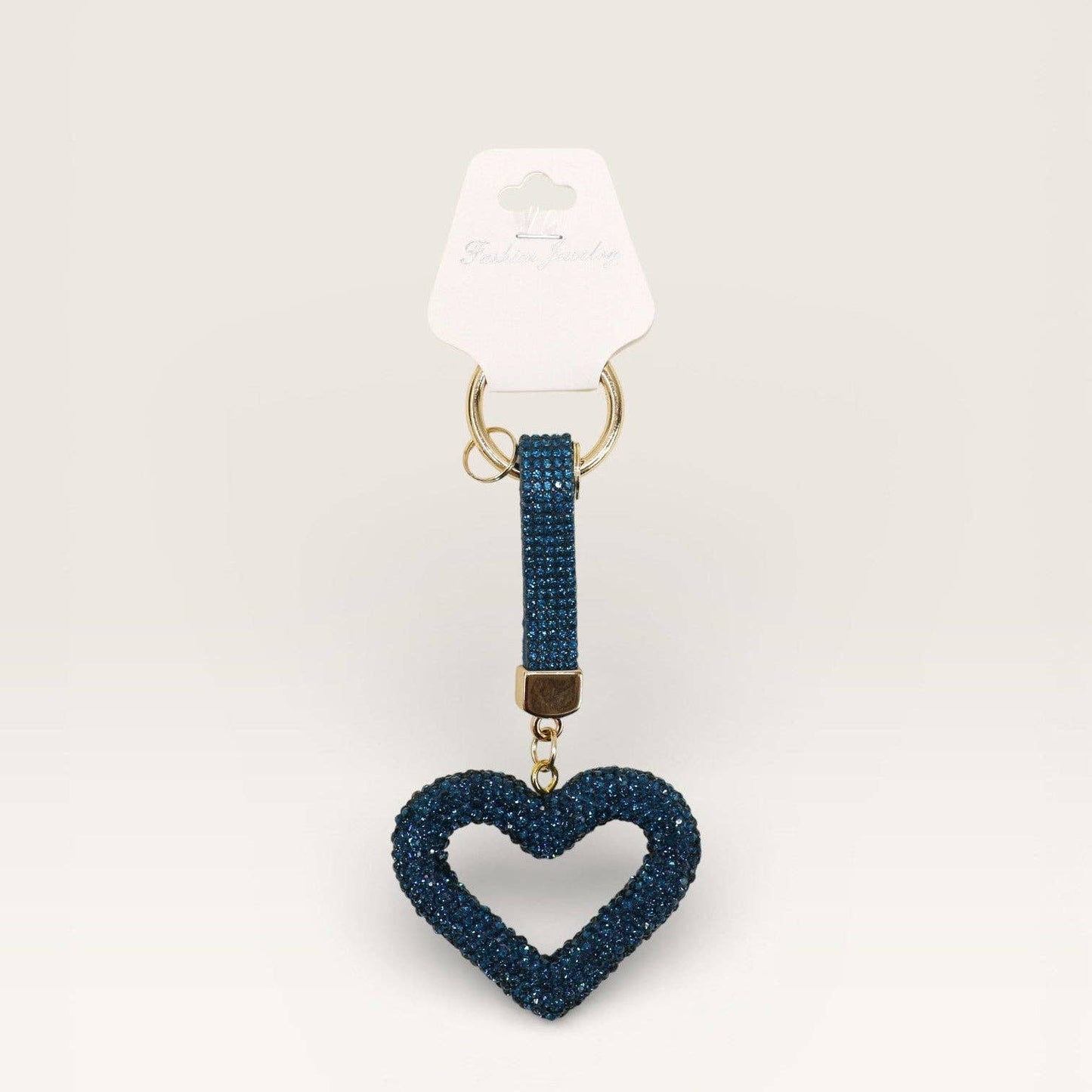 Double Sided Rhinestone Heart Keychain