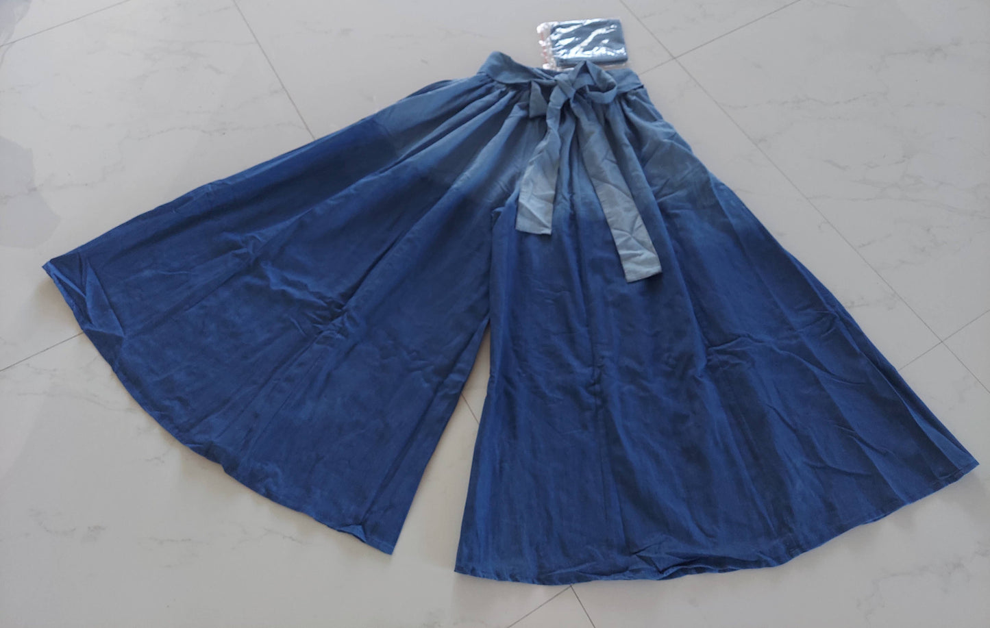 Women Two Tone Denim Palazzo Pan