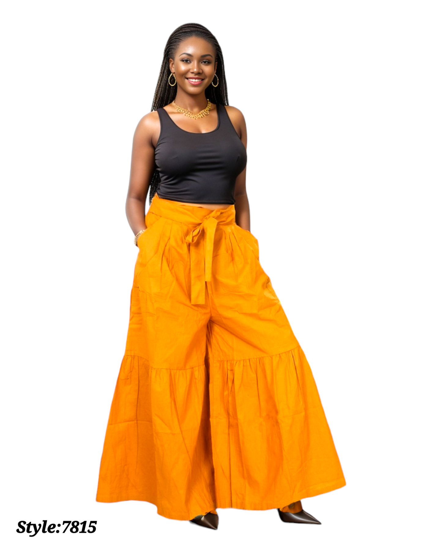 Tiered Palazzo Mustard Pant