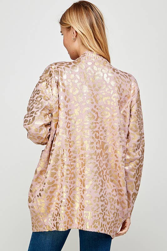Golden Foil Animal Print Cardigan