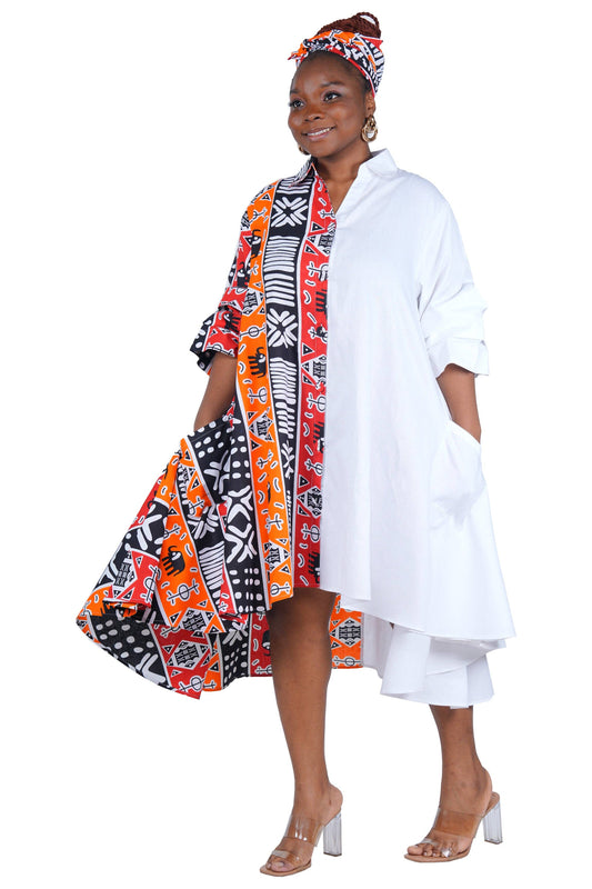African Accent High Low Swing Dress