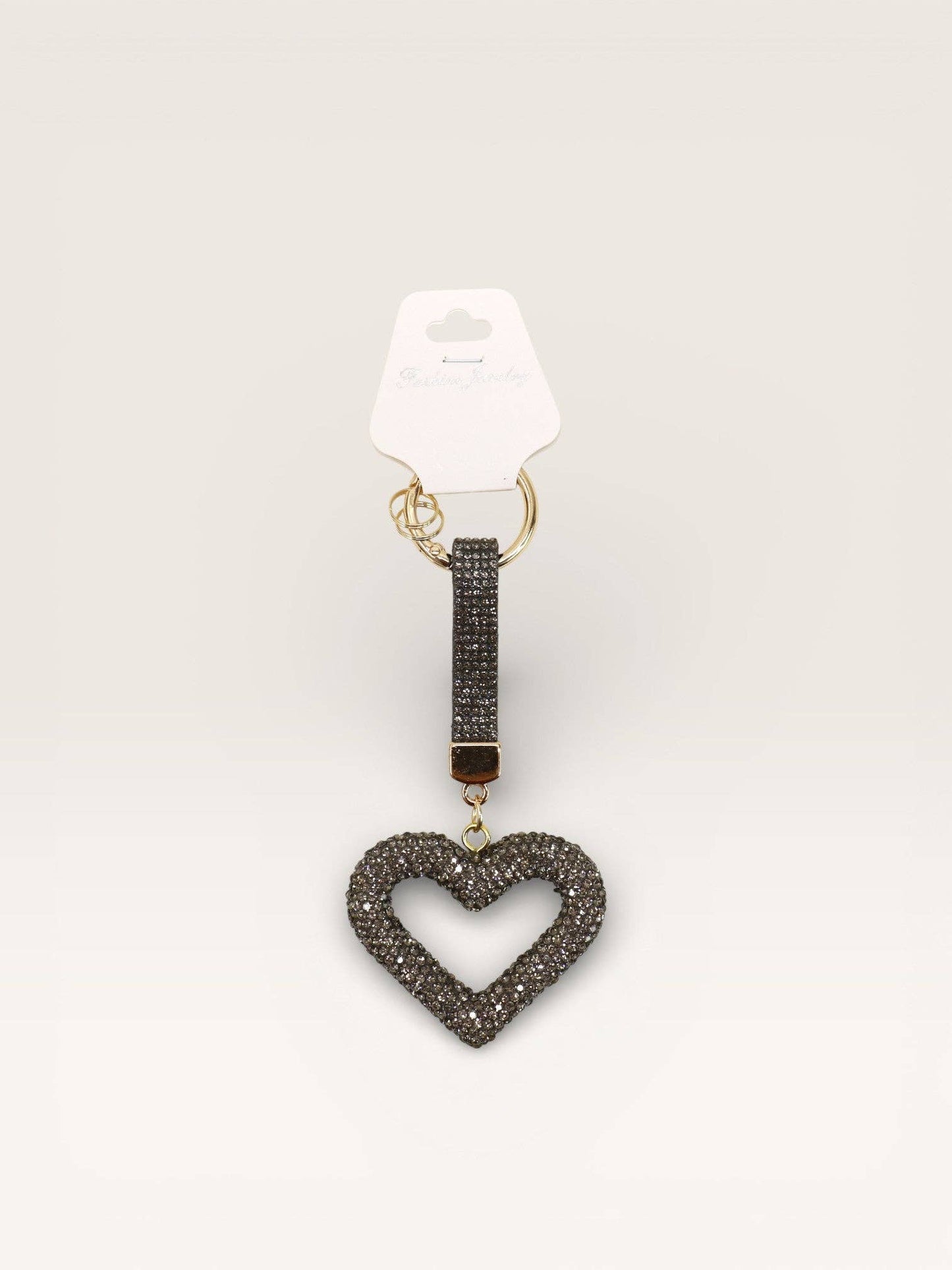 Double Sided Rhinestone Heart Keychain