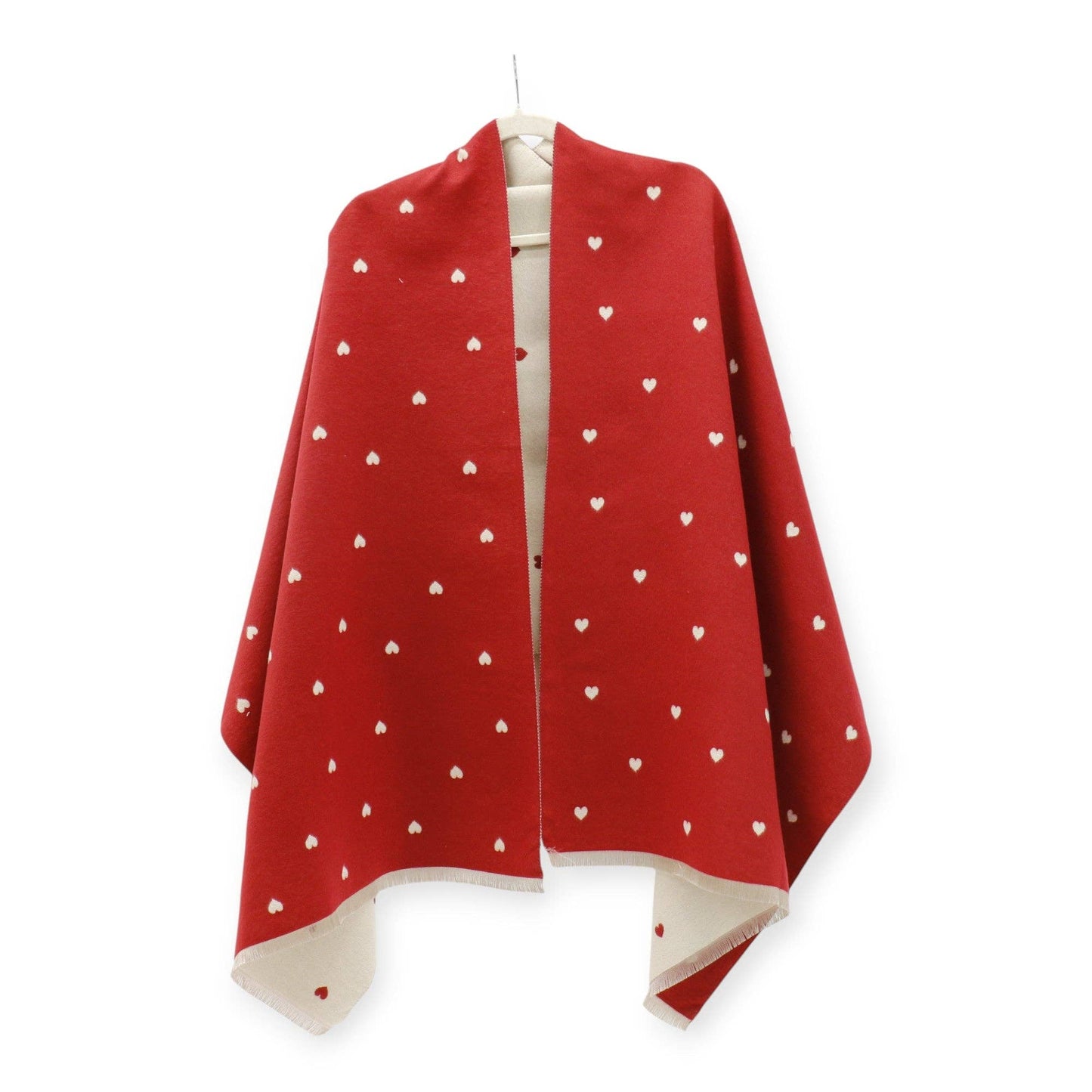 Cashmere Feel Winter Reversible Mini Heart Patten Scarf