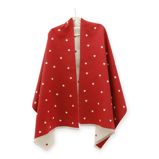 Cashmere Feel Winter Reversible Mini Heart Patten Scarf