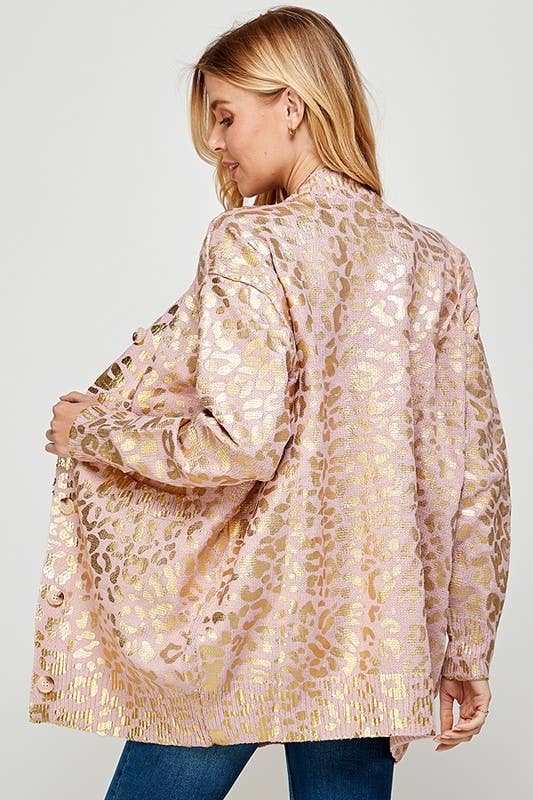 Golden Foil Animal Print Cardigan
