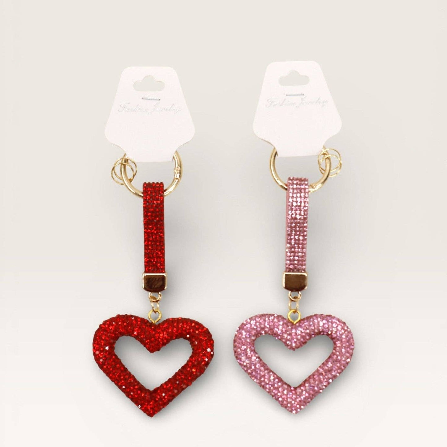Double Sided Rhinestone Heart Keychain