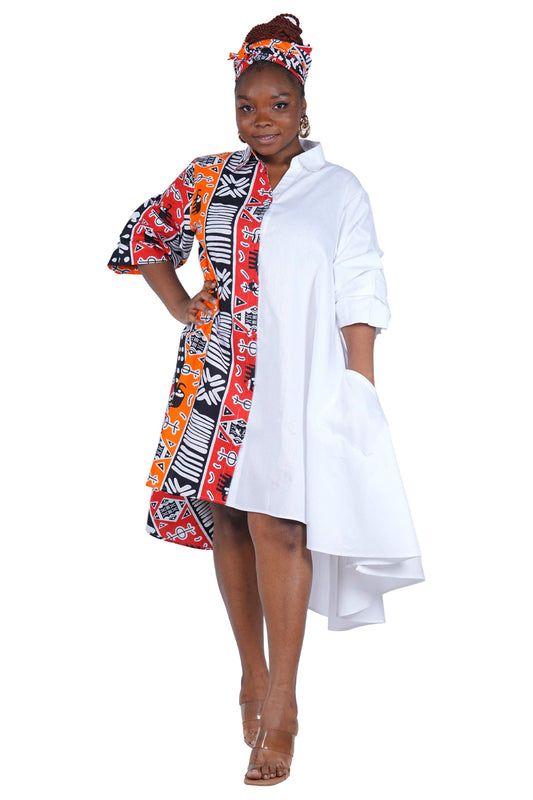 African Accent High Low Swing Dress
