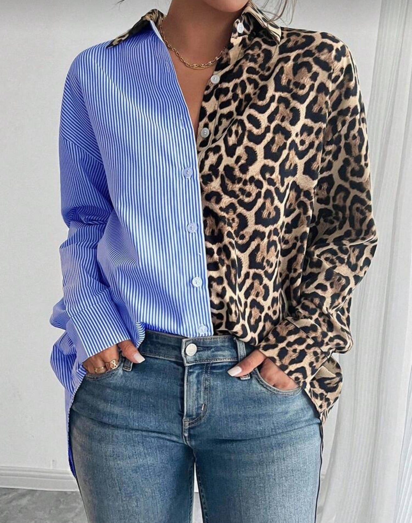 Leopard/Stripe Blouse