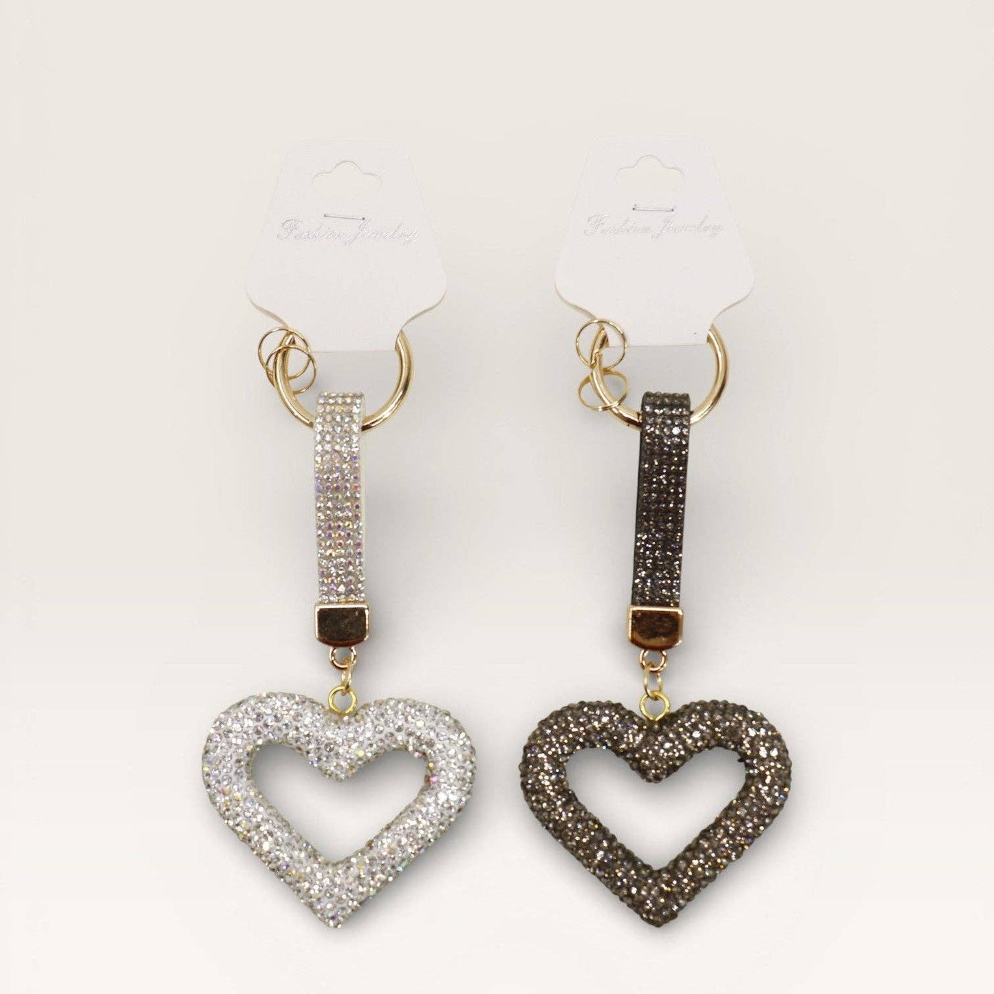 Double Sided Rhinestone Heart Keychain