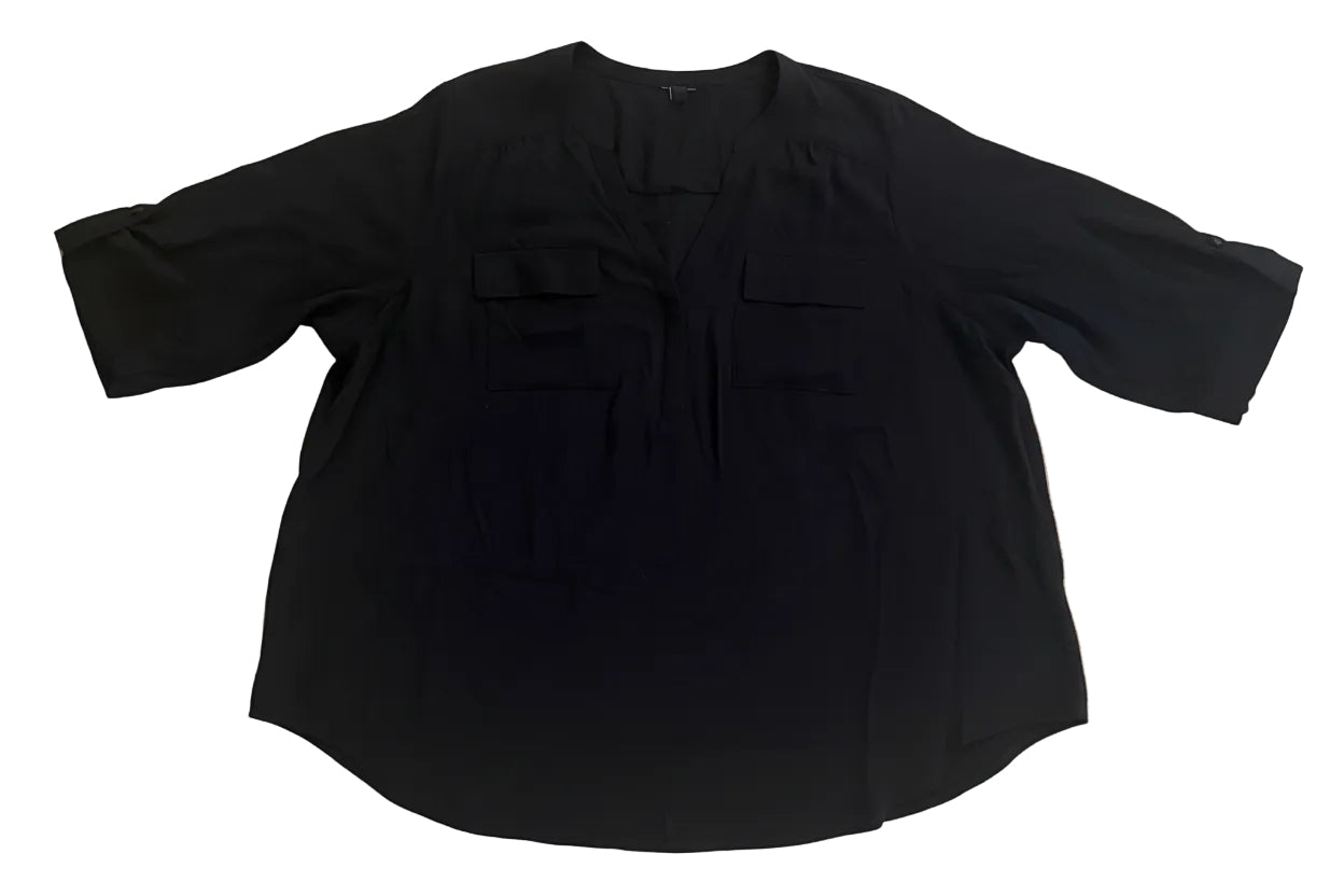 Black Curvy Mesh Blouse