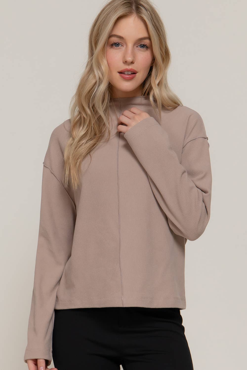 Visible Overlocked Seams Bruched Rib Shirt