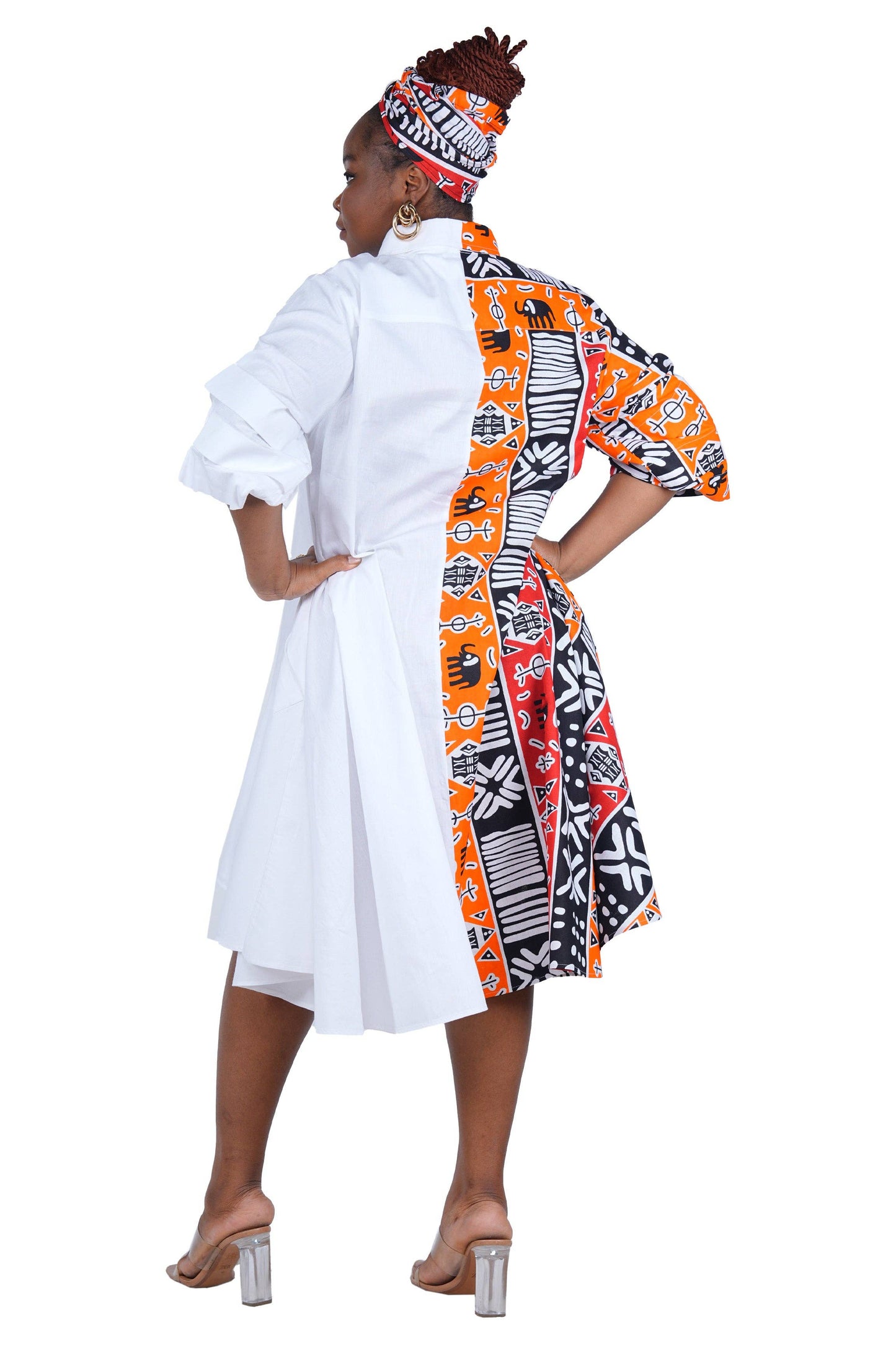 African Accent High Low Swing Dress