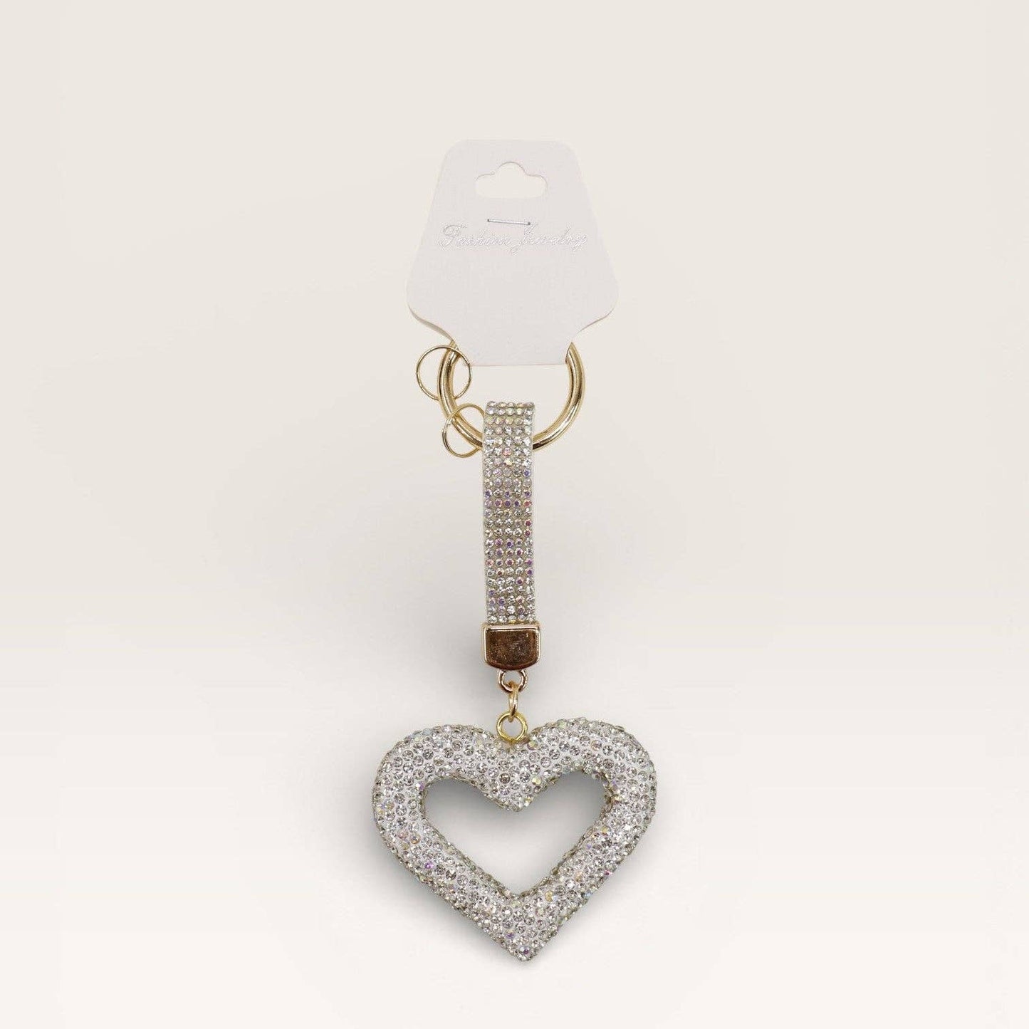 Double Sided Rhinestone Heart Keychain