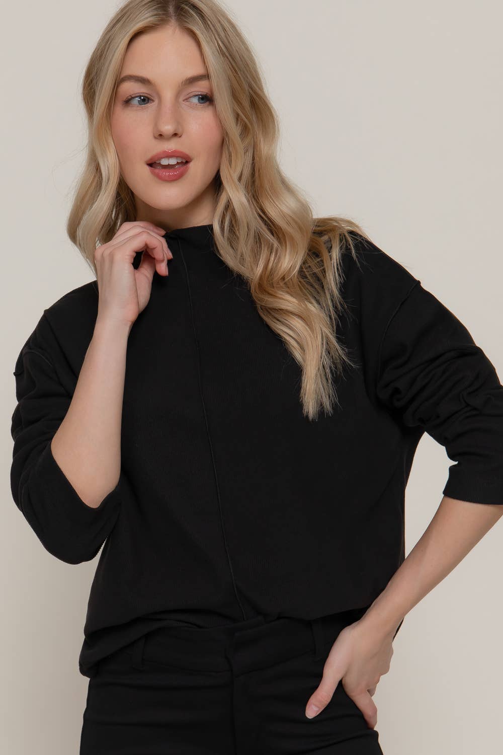 Visible Overlocked Seams Bruched Rib Shirt