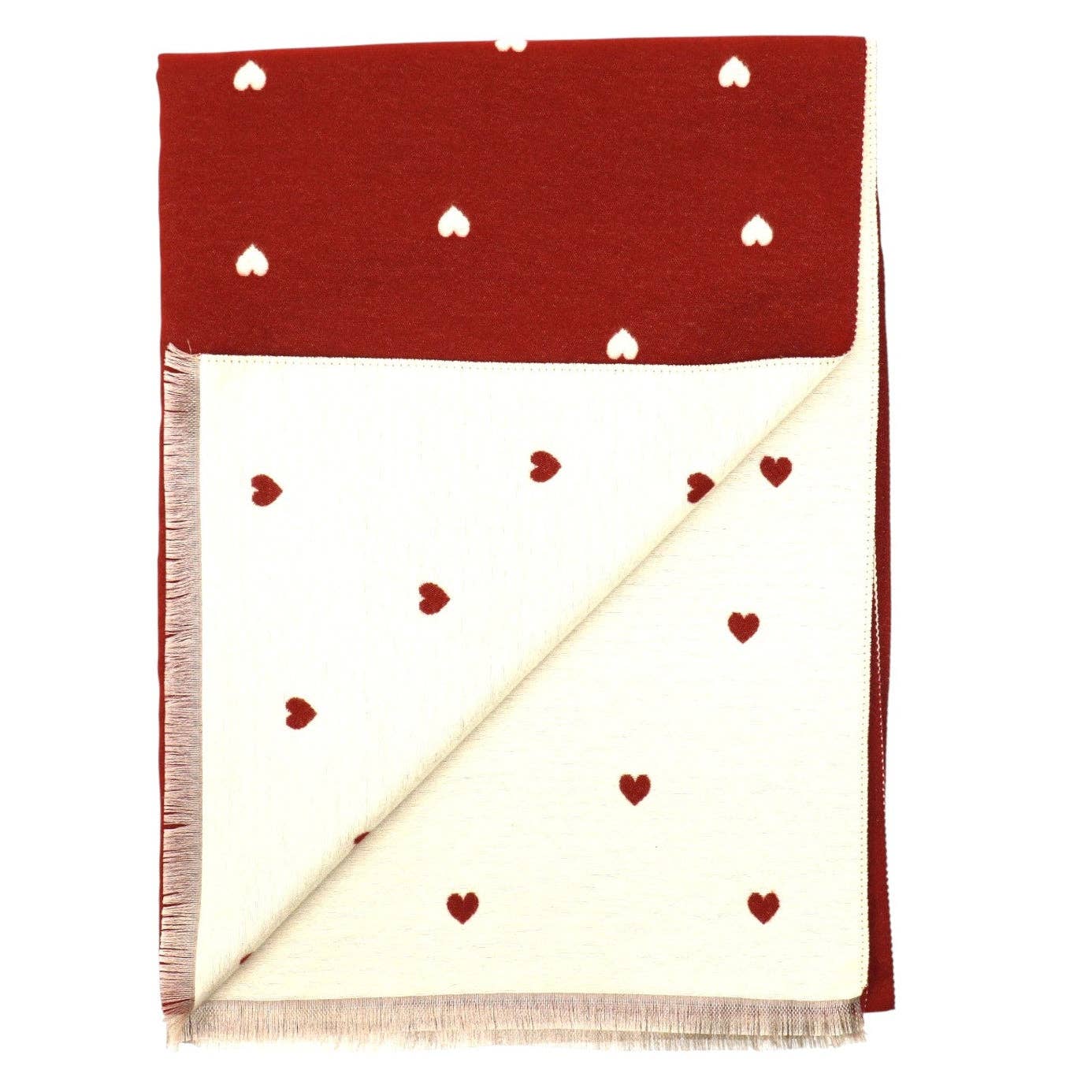 Cashmere Feel Winter Reversible Mini Heart Patten Scarf