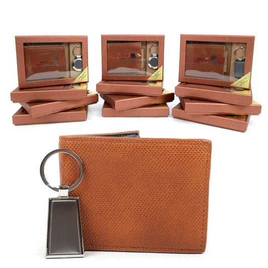 Brown Wallet & Keychain Set