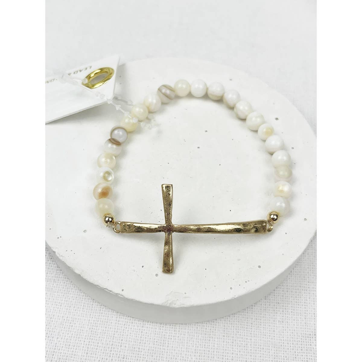 Hammered Cross Mix Beads Bracelet