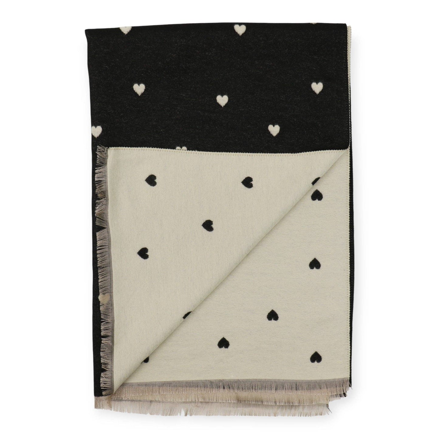 Cashmere Feel Winter Reversible Mini Heart Patten Scarf