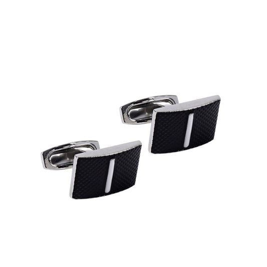 Black and Silver Square Cufflinks