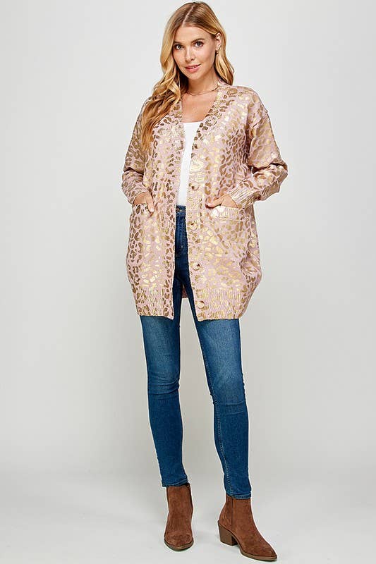 Golden Foil Animal Print Cardigan